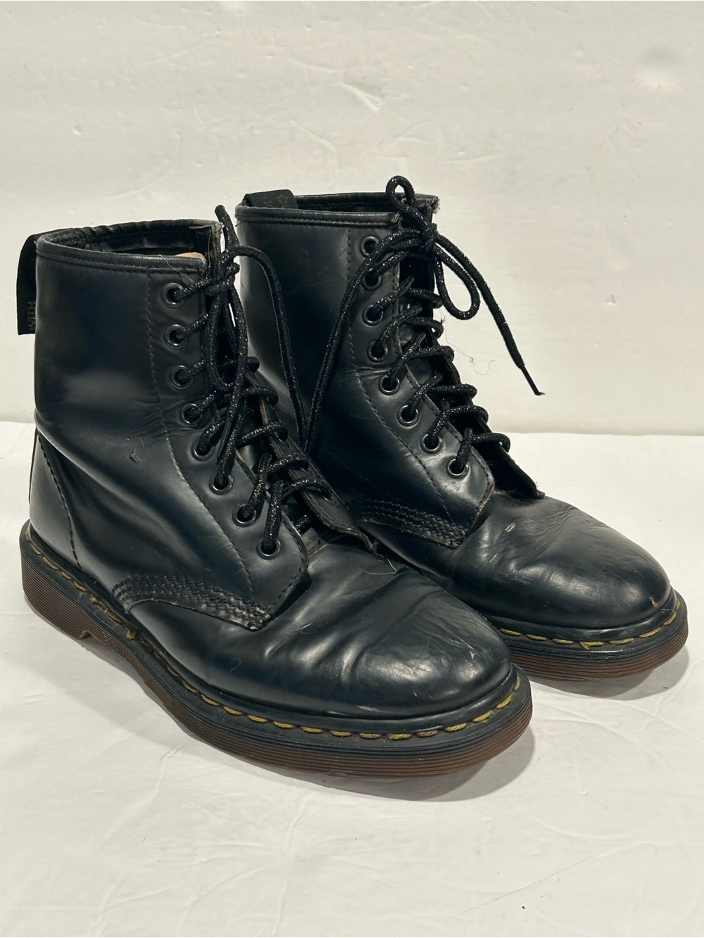 Vintage Dr. Martens 1460 Boots Black Smooth Leather Made In England M7/W8